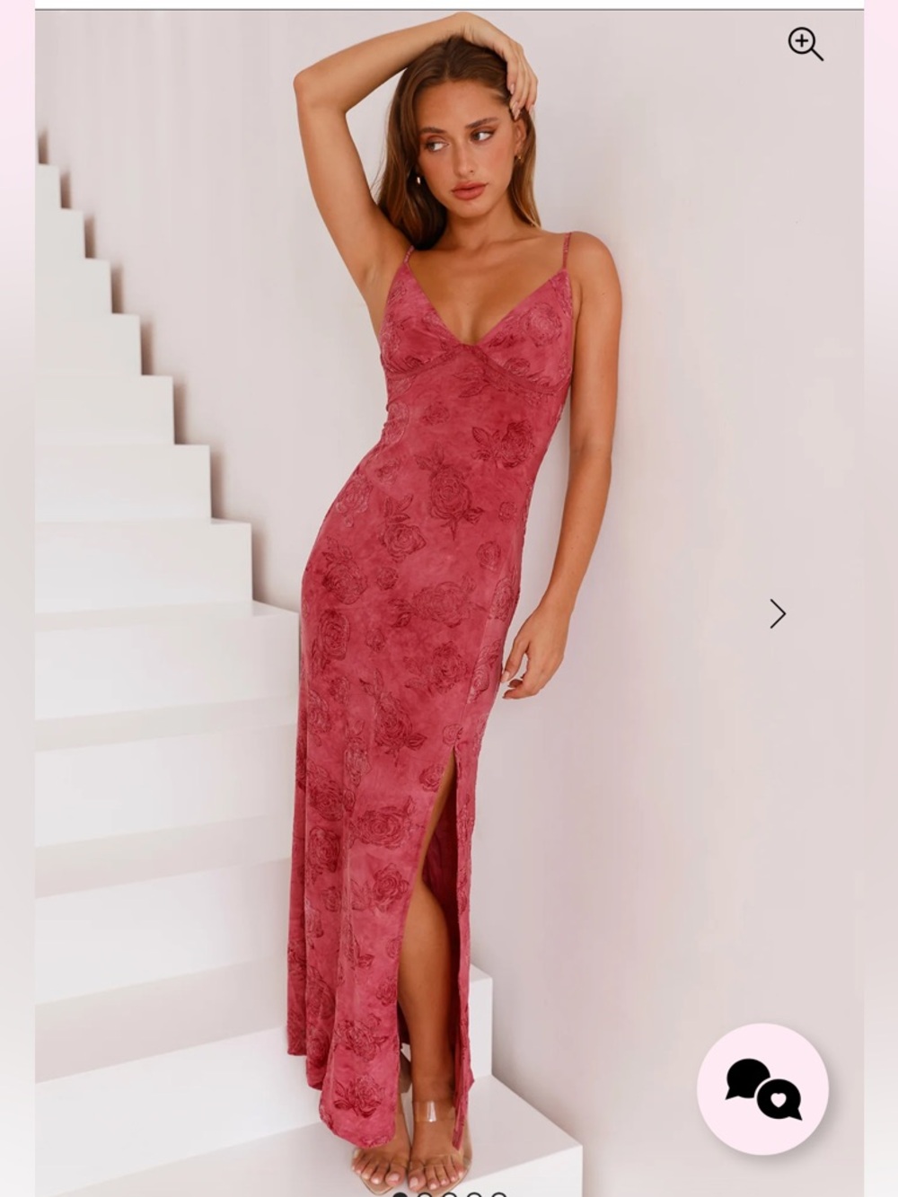 Hello Molly Rose-Pink Floral Slip Maxi Dress- Wedding Guest Dress- XS